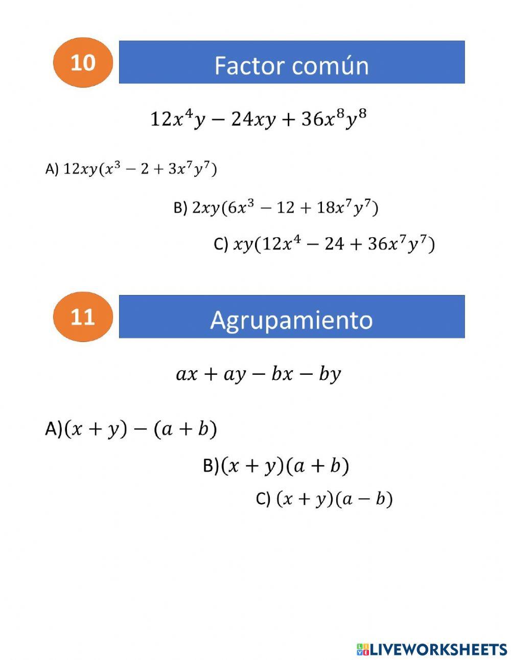 Repaso Expresiones Algebraicas y Productos Notables