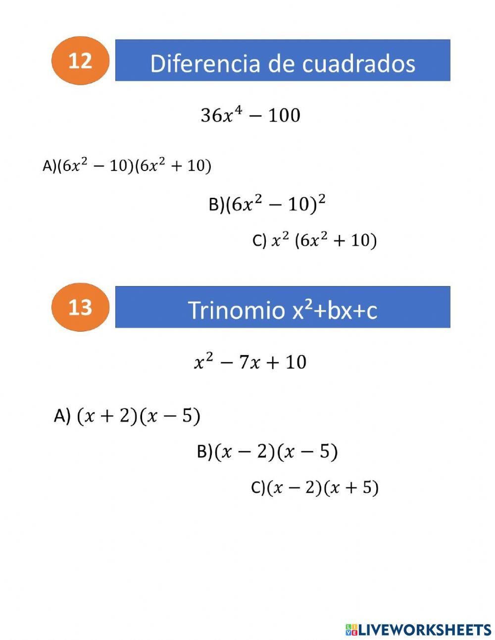 Repaso Expresiones Algebraicas y Productos Notables