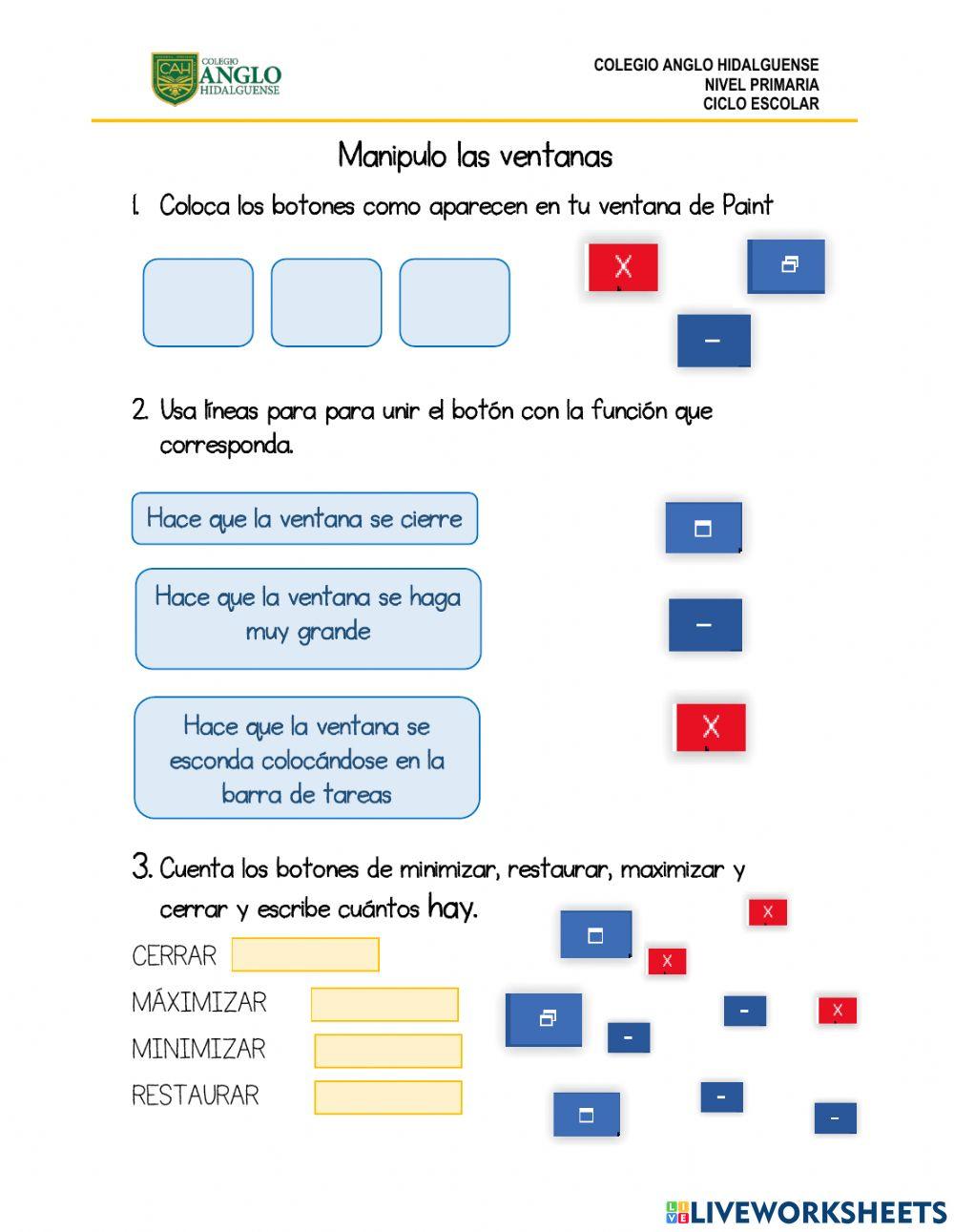 Maximizar, minimizar, restaurar, cerrar