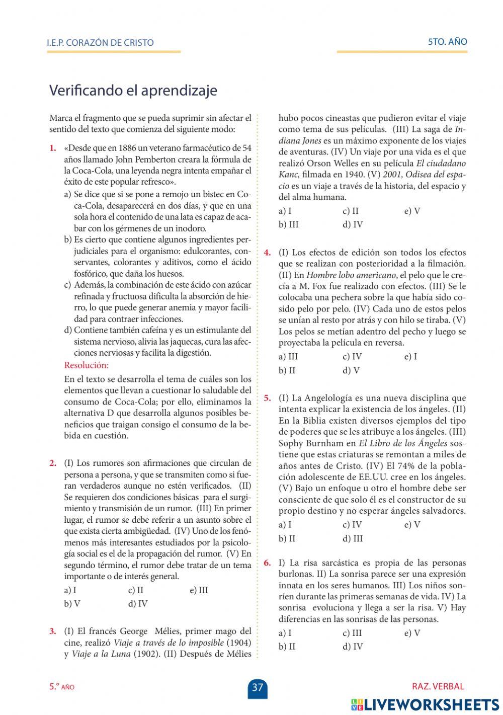 Eliminación de oraciones