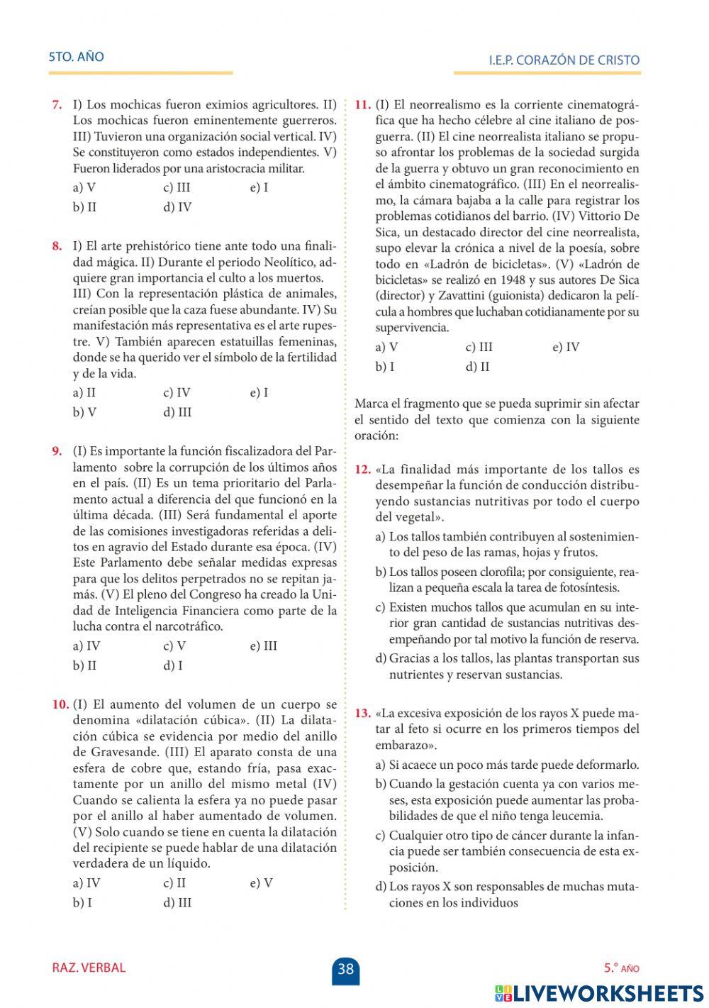 Eliminación de oraciones