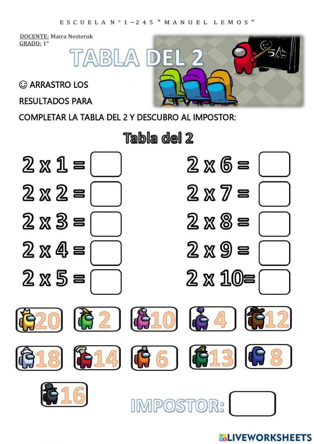 Tabla del 2 among us