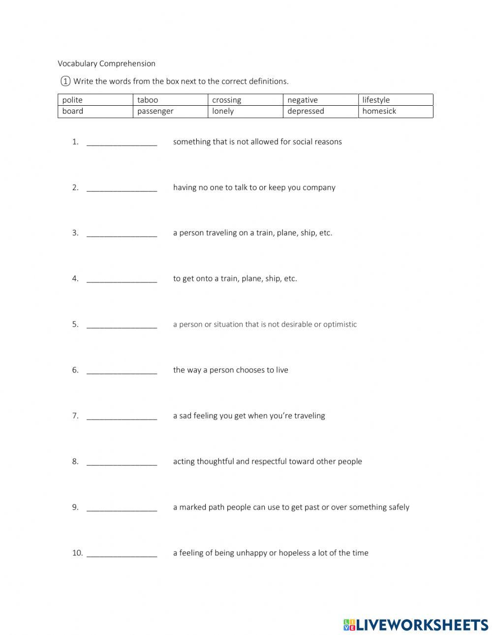 Unit 2 Vocabulary quiz
