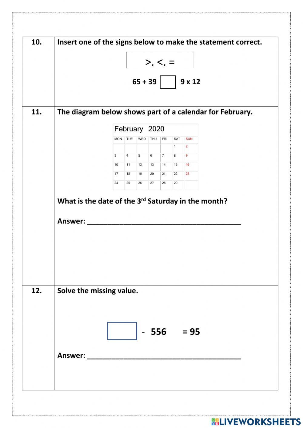 Mathematics Practice Test 3