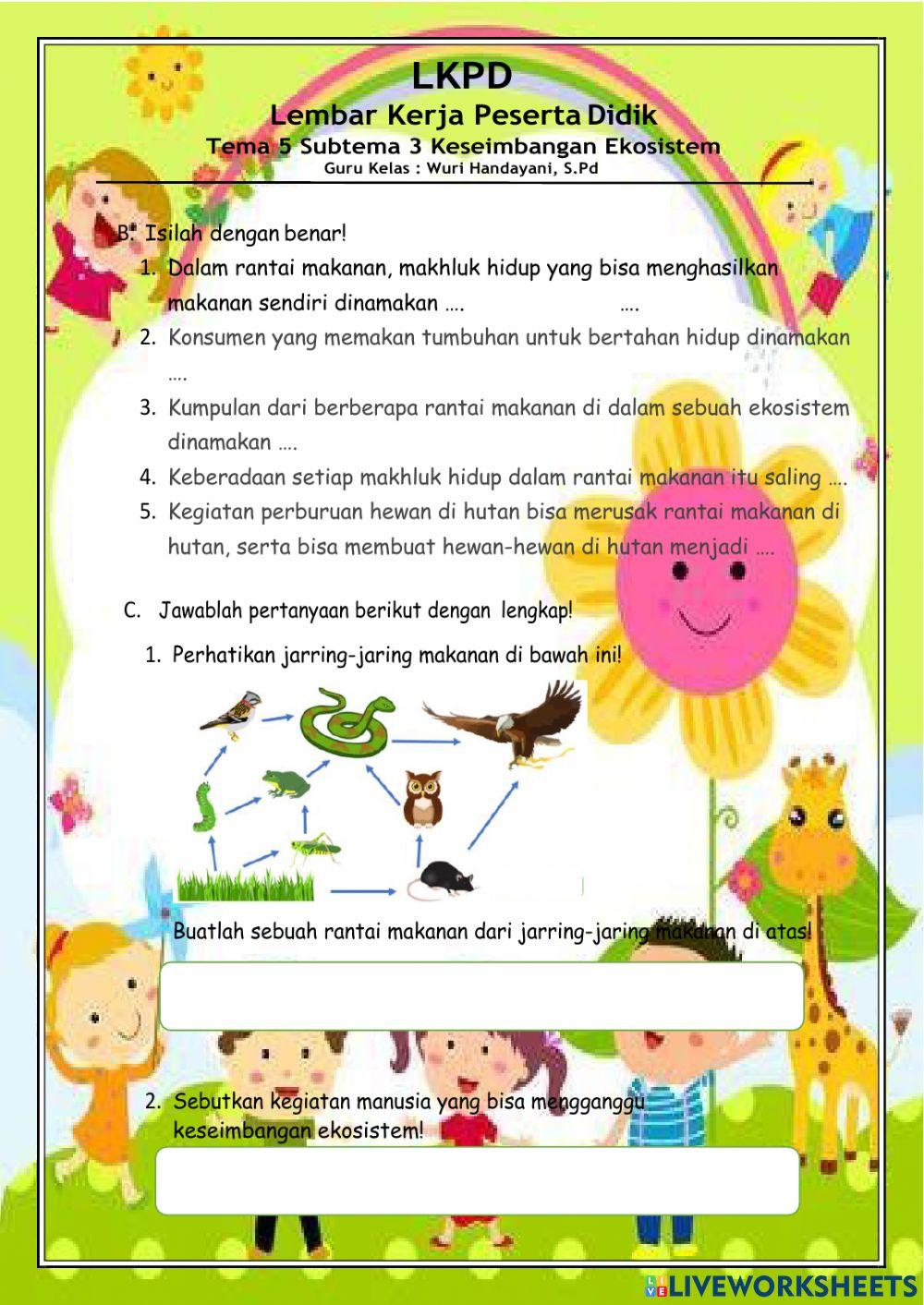 E-lkpd tema 5 subtema 3 keseimbangan ekosistem.