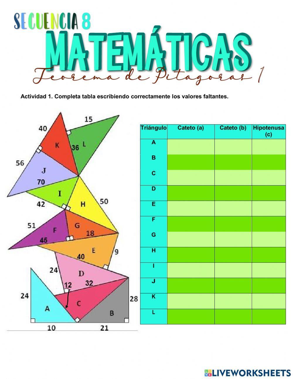 Secuencia 8. Teorema de Pitagoras
