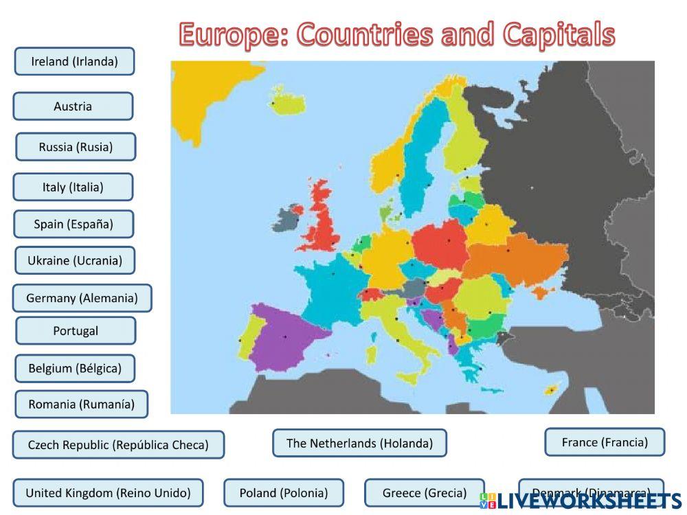 Europe: Countries, Capitals (Map)