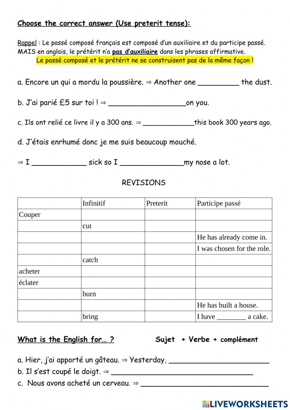 Irregular verbs (SAMPLE 1)