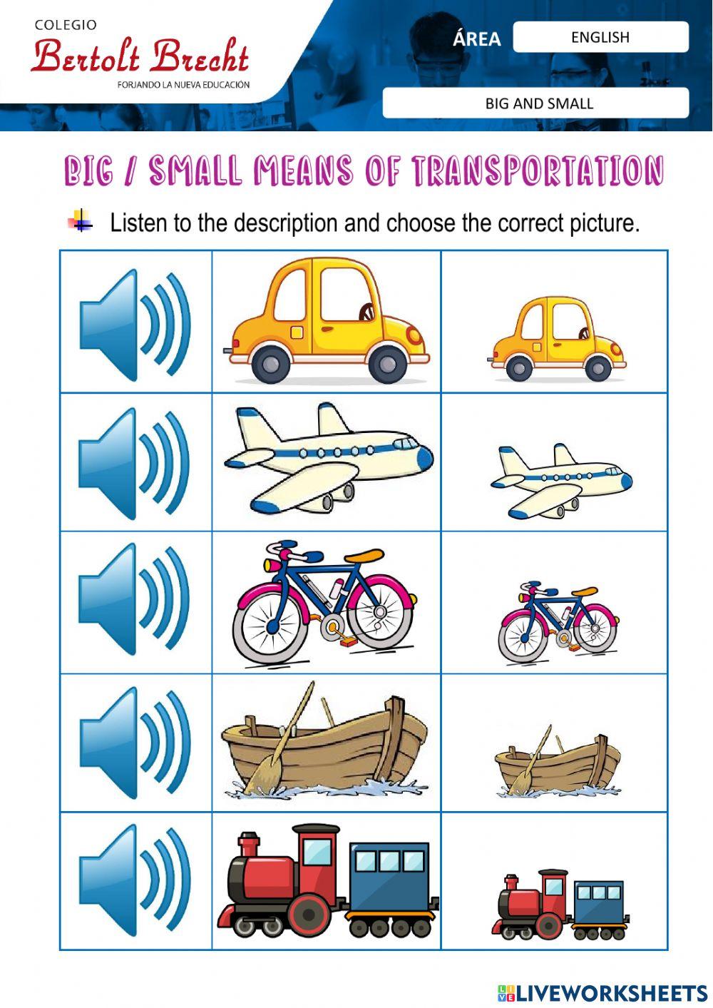 Medio de transporte grande y pequeño