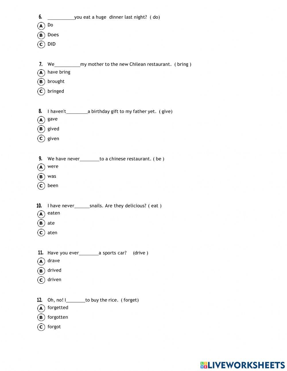 QUIZ UNIT 9 & 10 Purple Bk