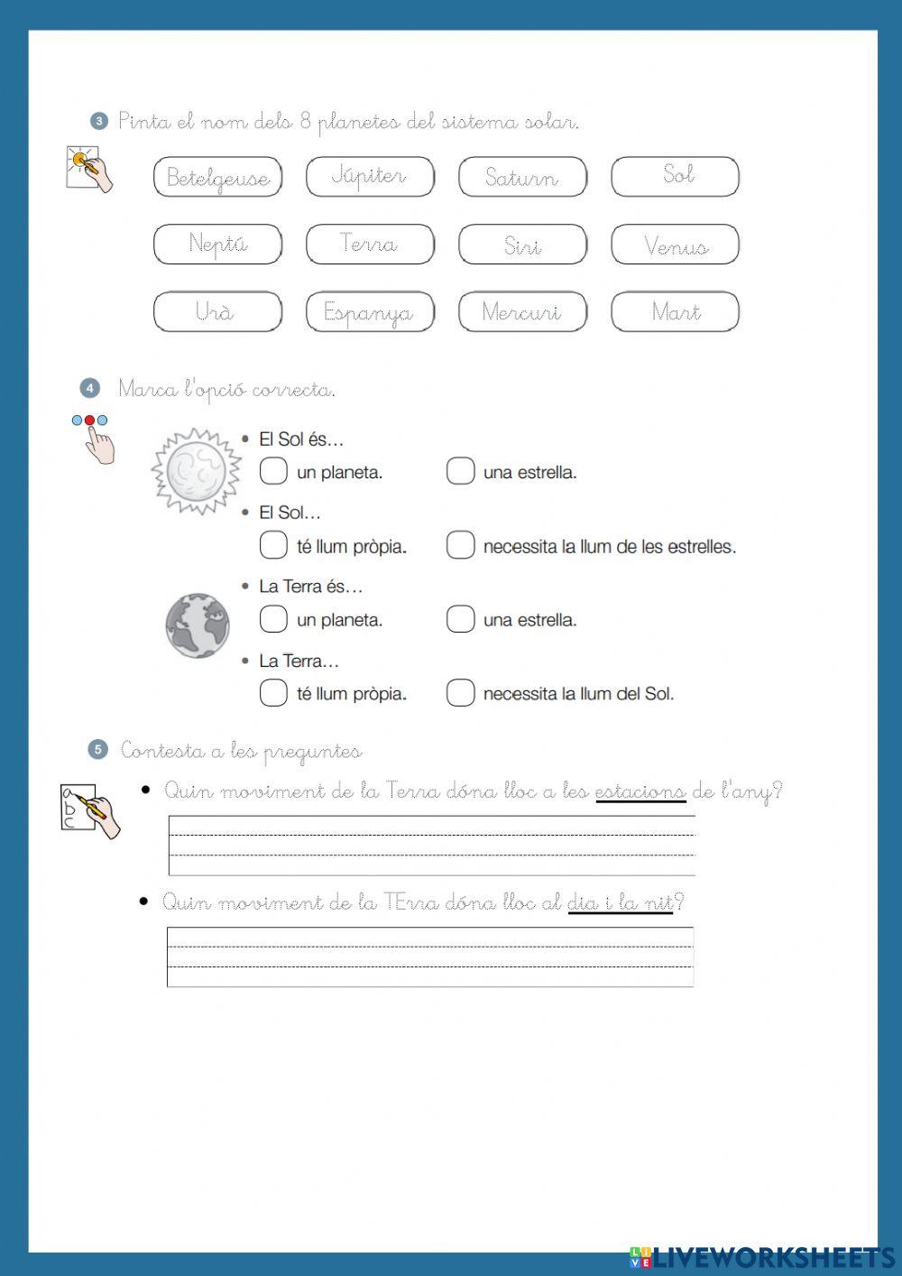 El sistema solar i el planeta Terra