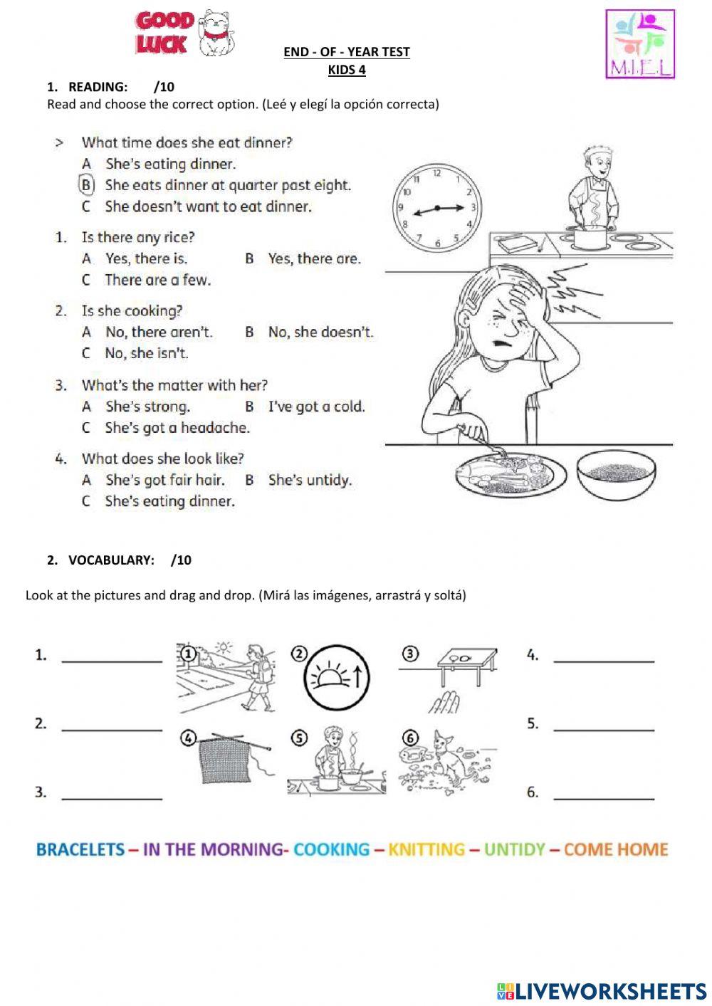 End of year test kids 4 2021
