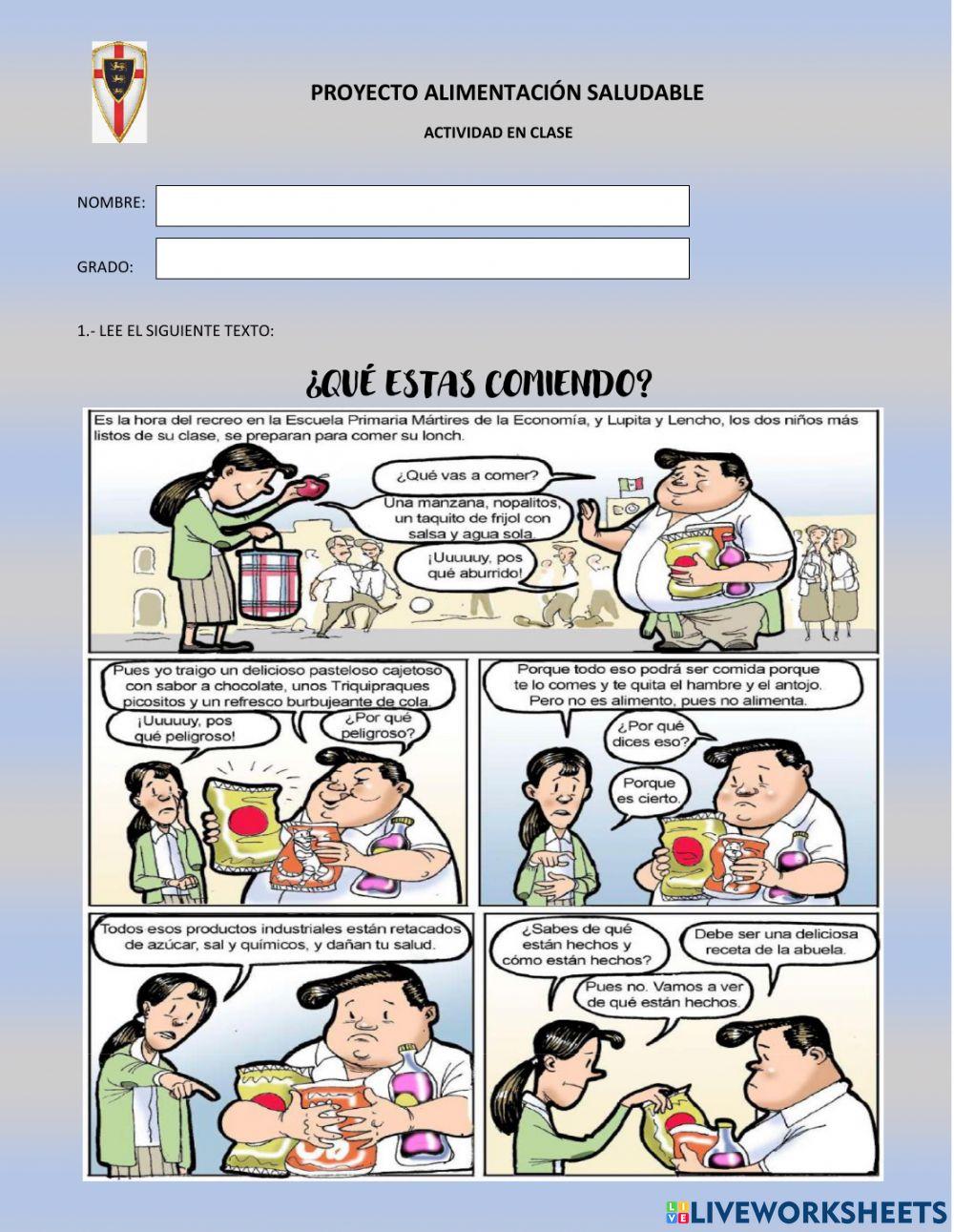 cómic de comida saludable