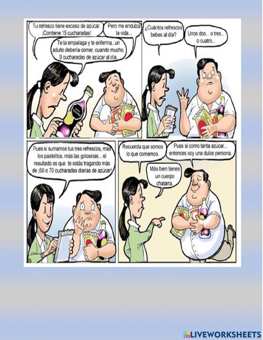 cómic de comida saludable