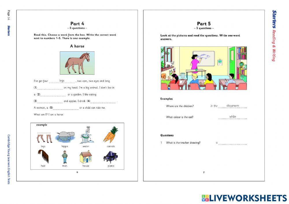 Practice Reading & Writing STARTERS CAMBRIDGE