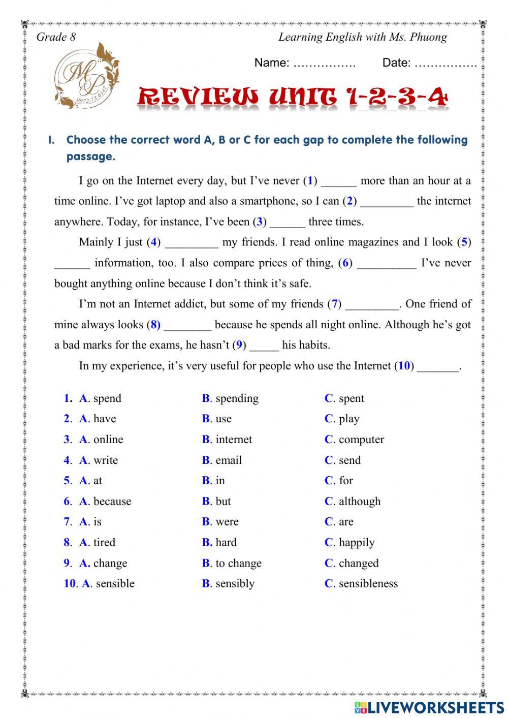 English 9 - review U1-4 - Reading