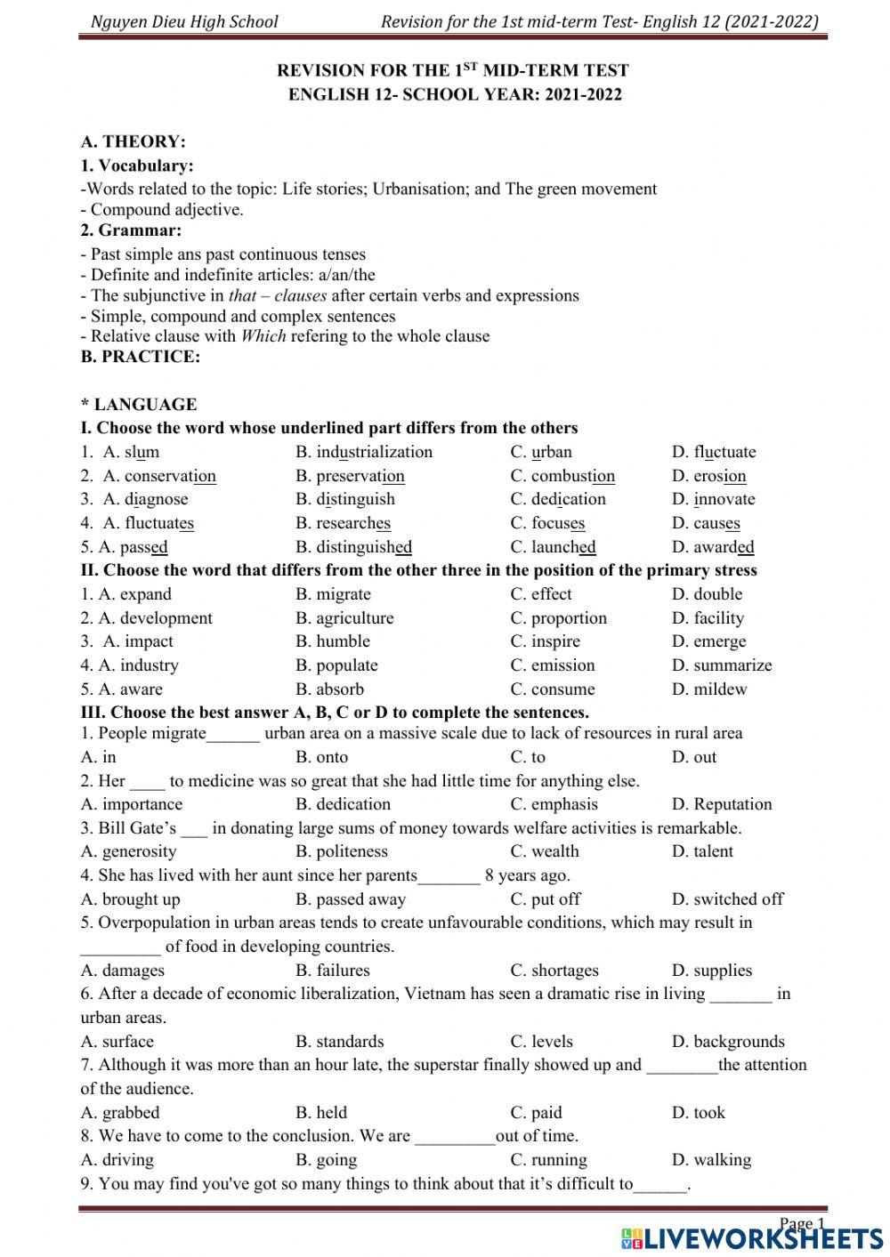 Revisiopn for the mid-term 12