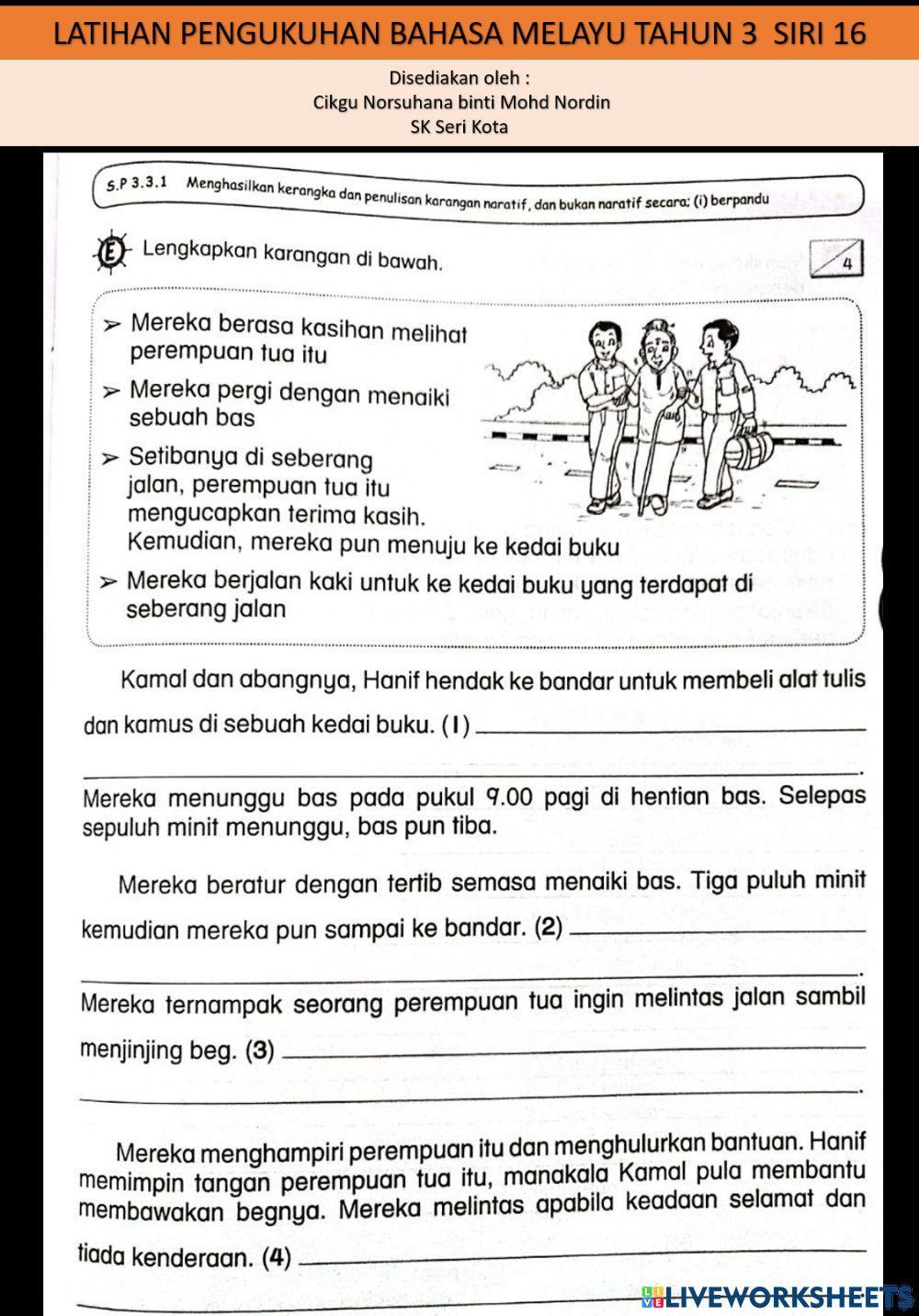 Latihan pengukuhan bm tahun 3 siri 16