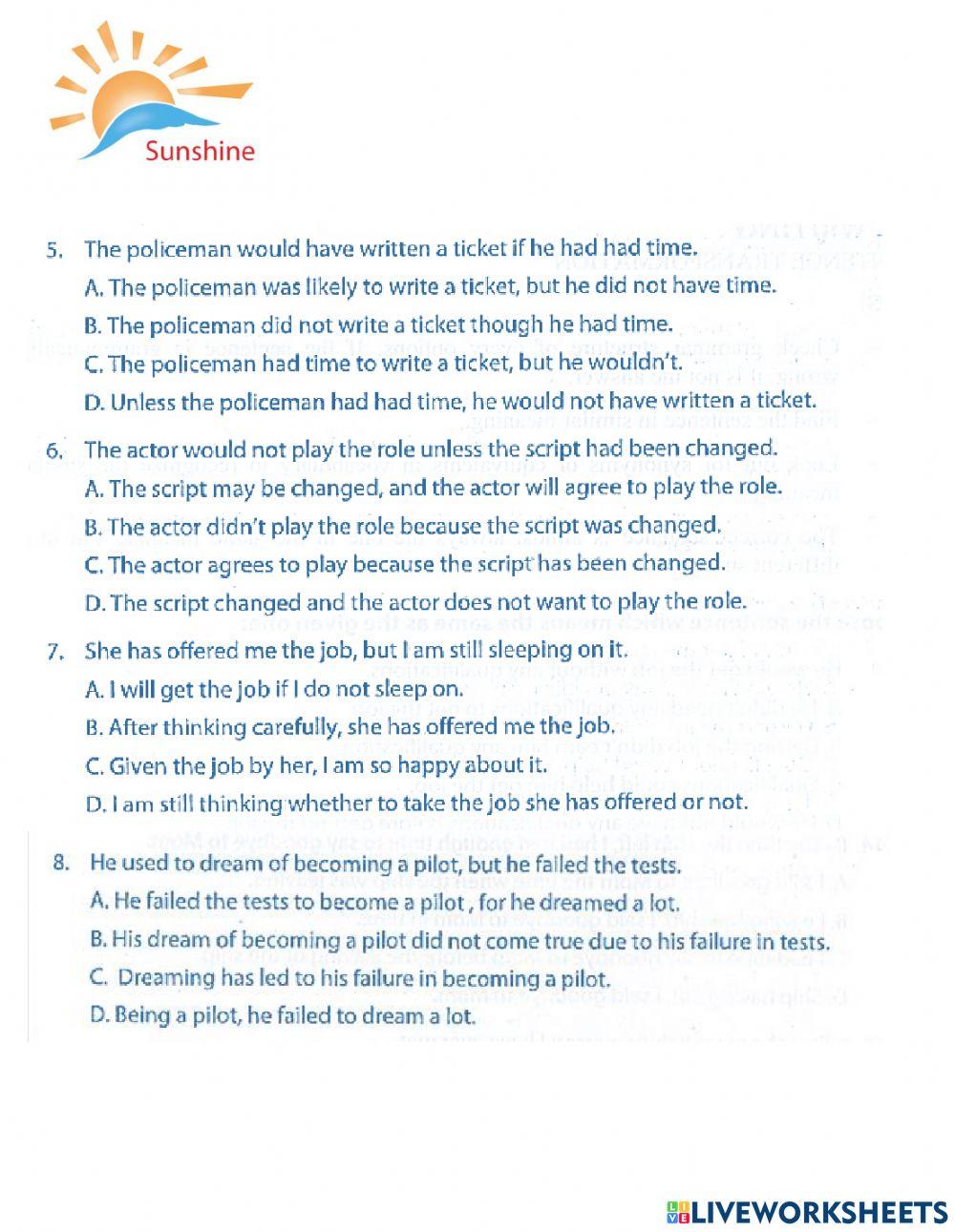THPT Trắc nghiệm khách quan - sentence transformation