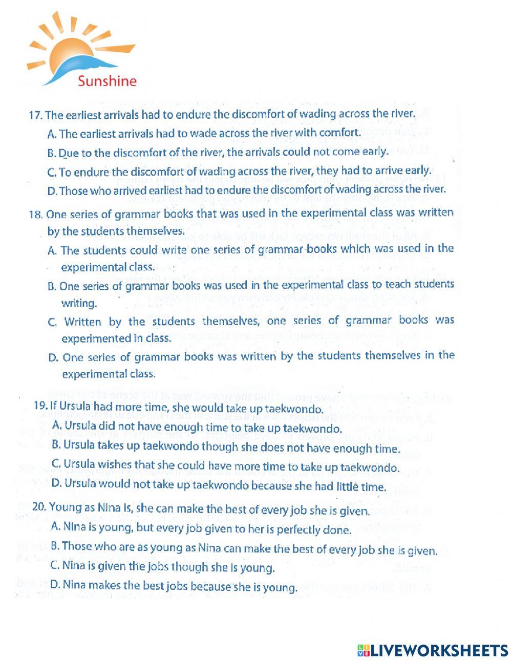 THPT Trắc nghiệm khách quan - sentence transformation