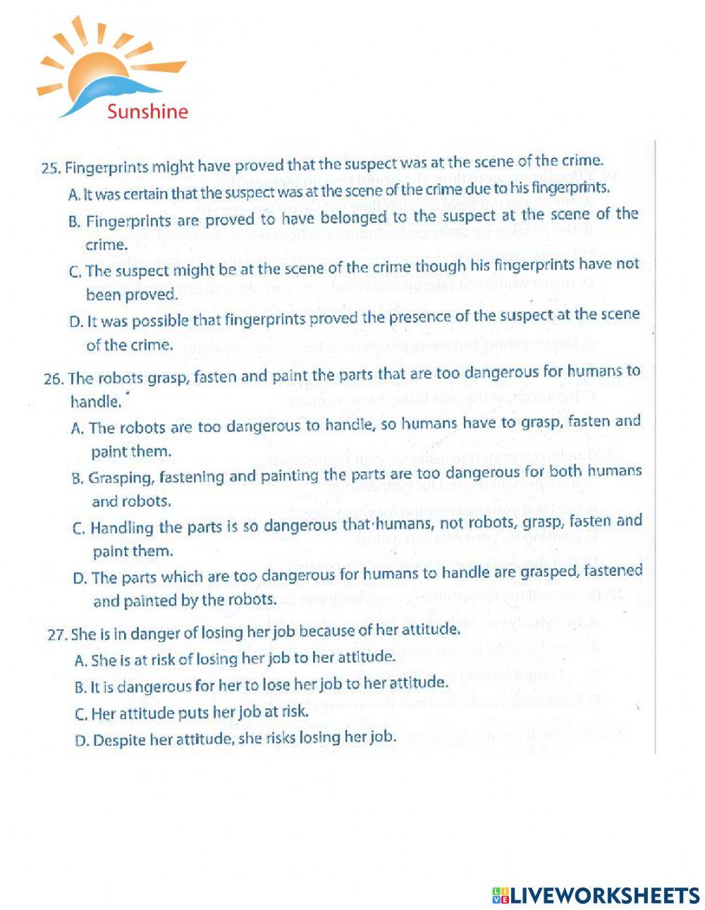 THPT Trắc nghiệm khách quan - sentence transformation