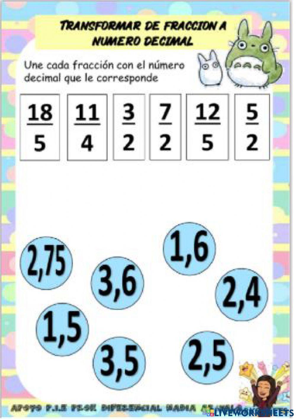 Conversión de fracción a decimal