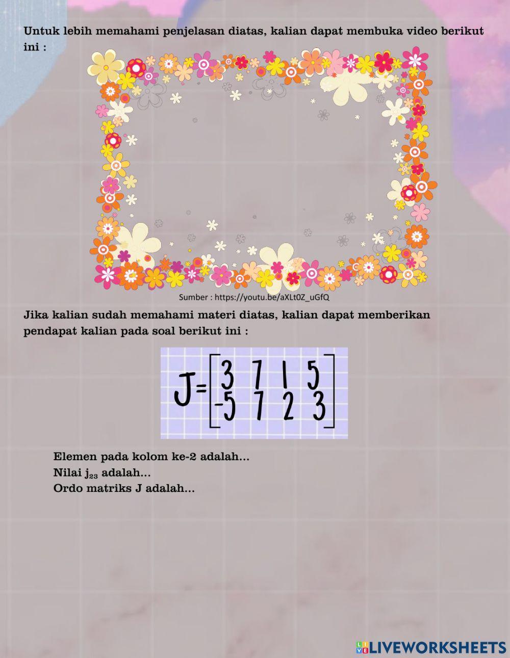 Pengertian dan jenis-jenis matriks