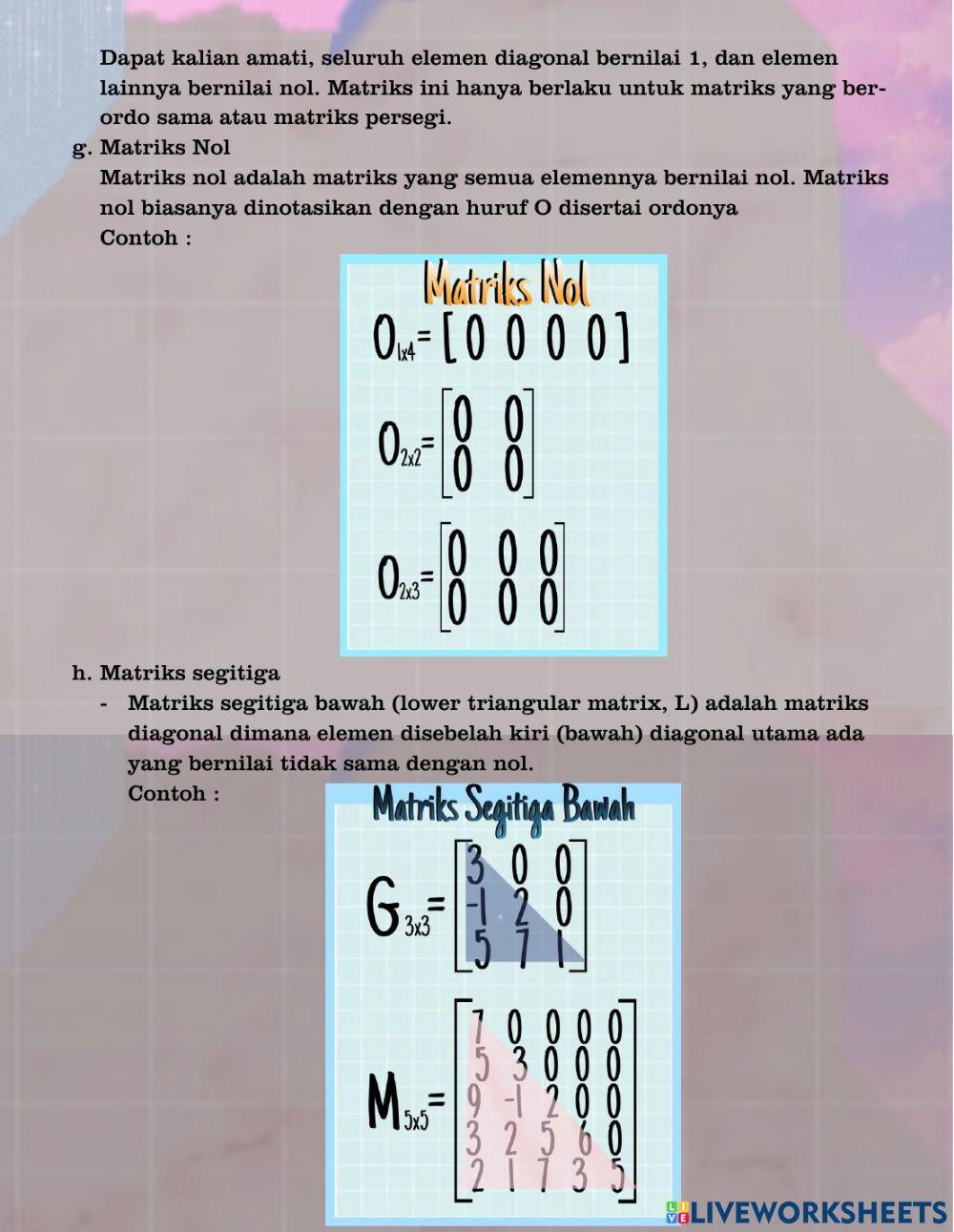 Pengertian dan jenis-jenis matriks
