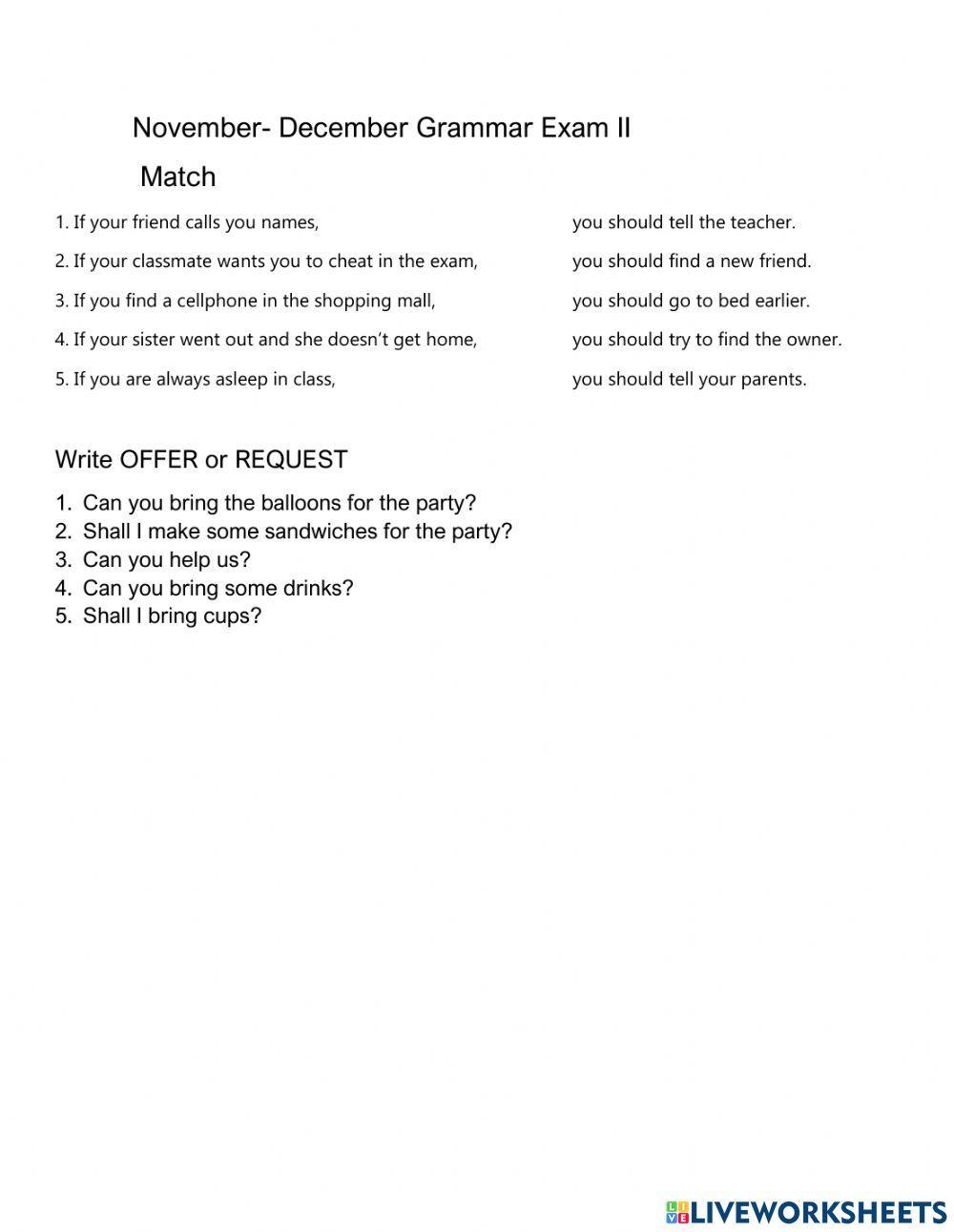 First Conditional with modal should and offers - requests