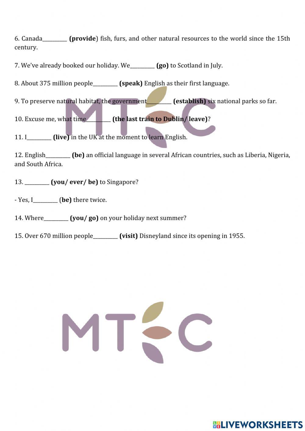 english 8 – unit 8 – grammar practice – present tenses