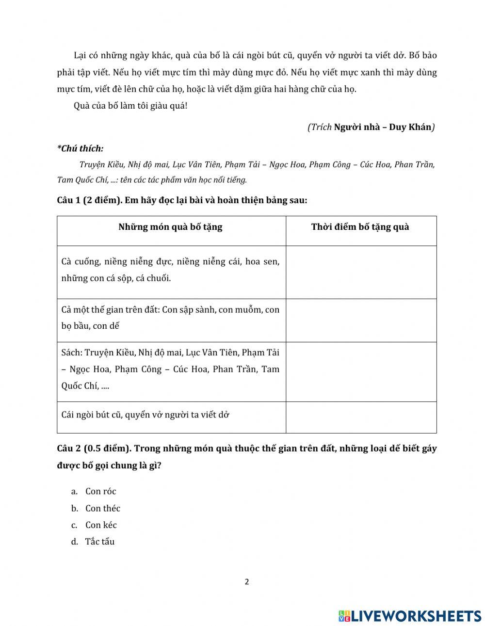 Khối 3-Bài rà soát tháng 11