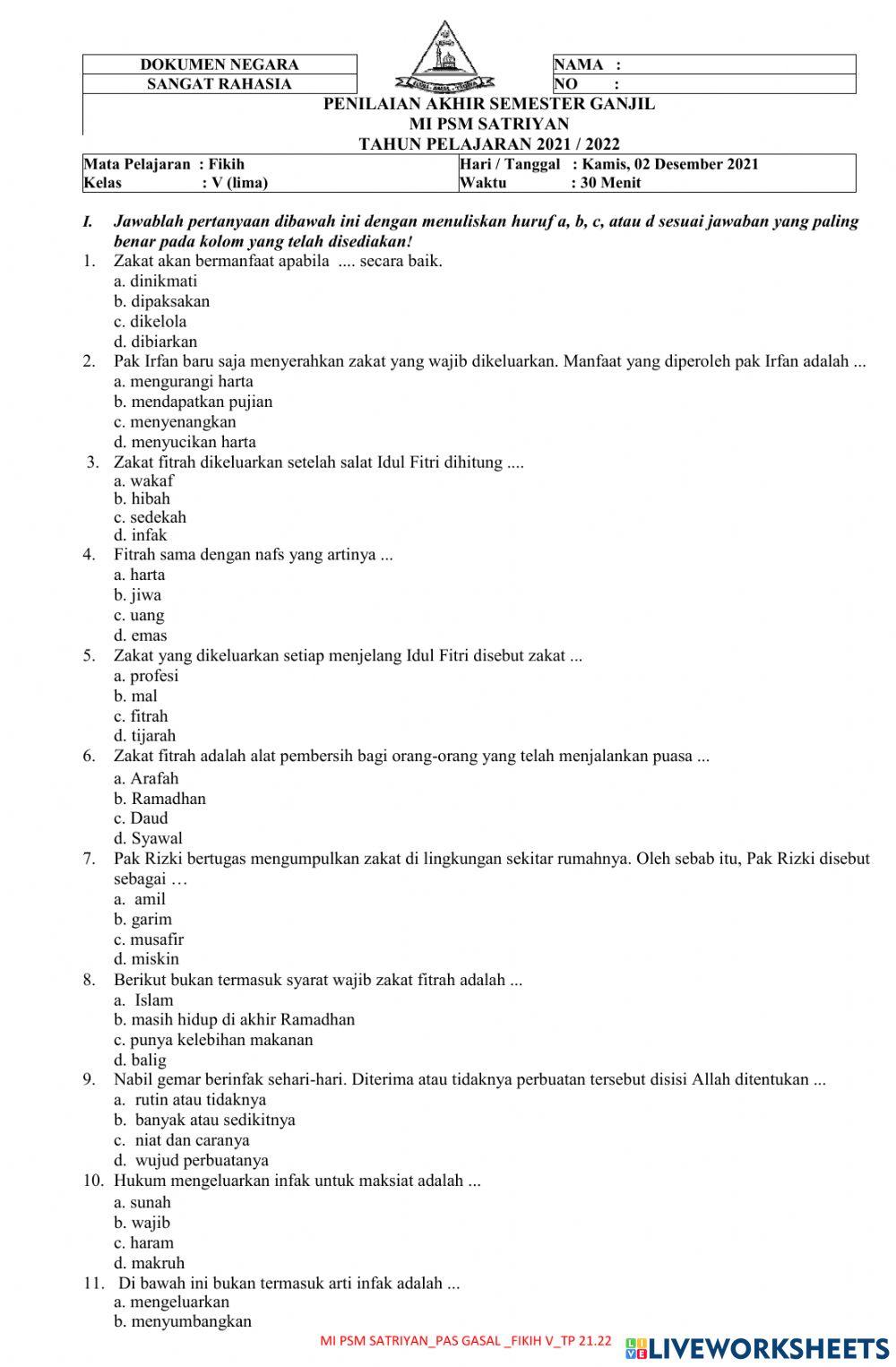 Mi psm satriyan fikih 5 gasal