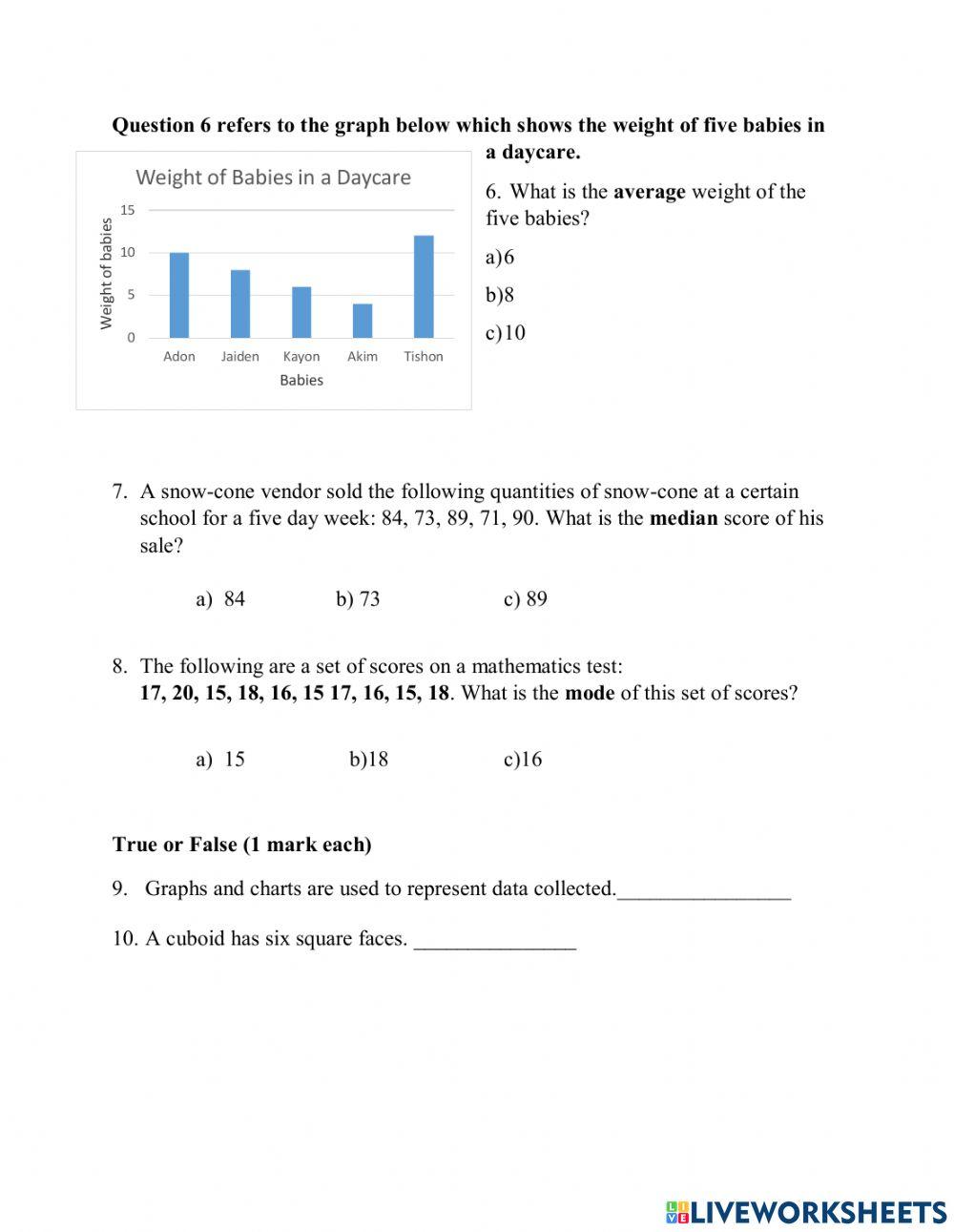 Mathematics Assessment 3 OLG6