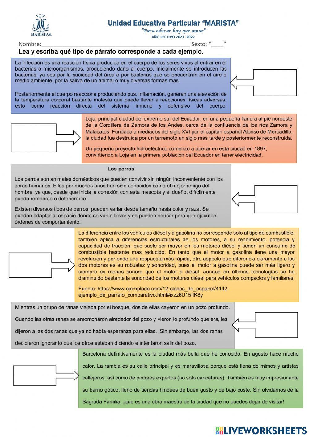 El párrafo, estructura y tipos