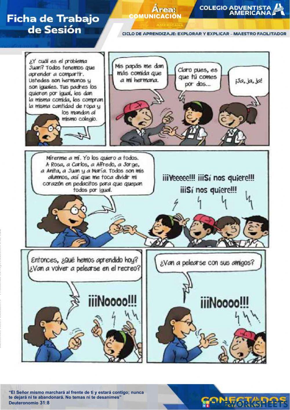 Historieta y clases de oracion