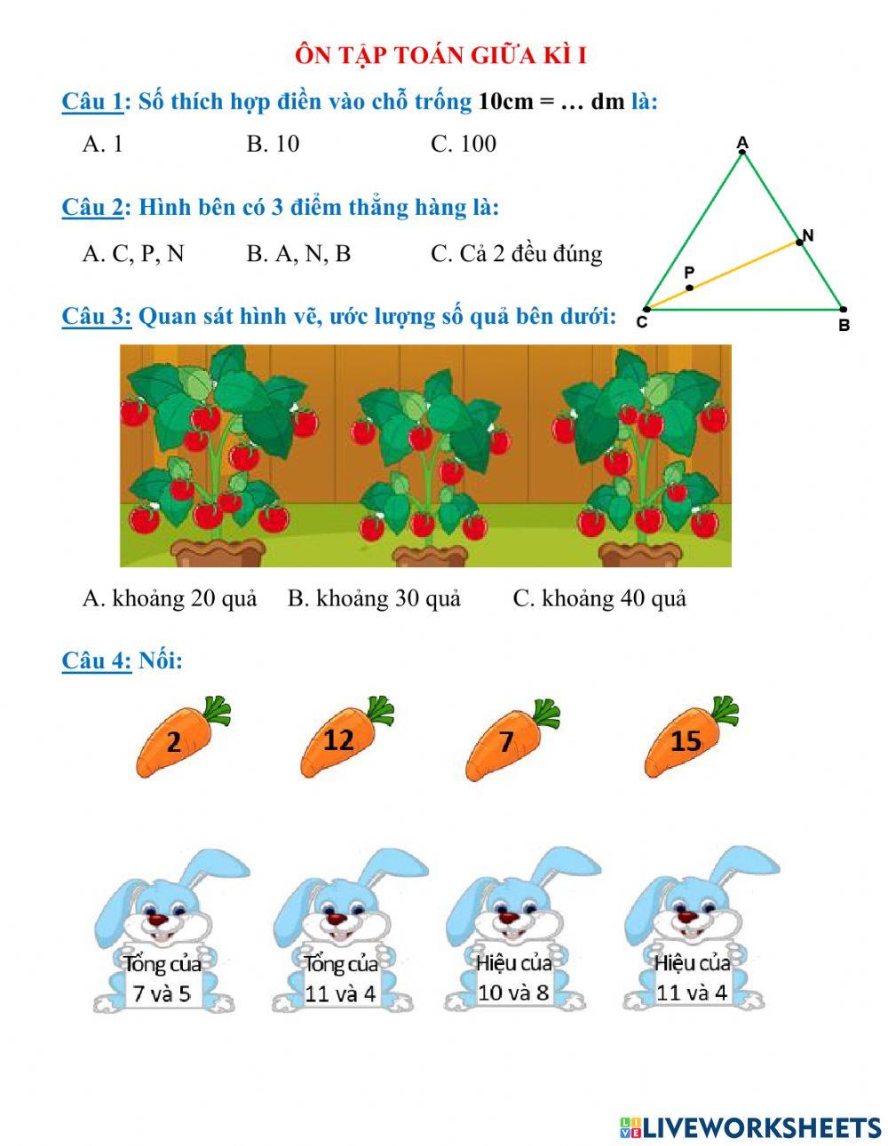 Kiểm tra Toán GKI