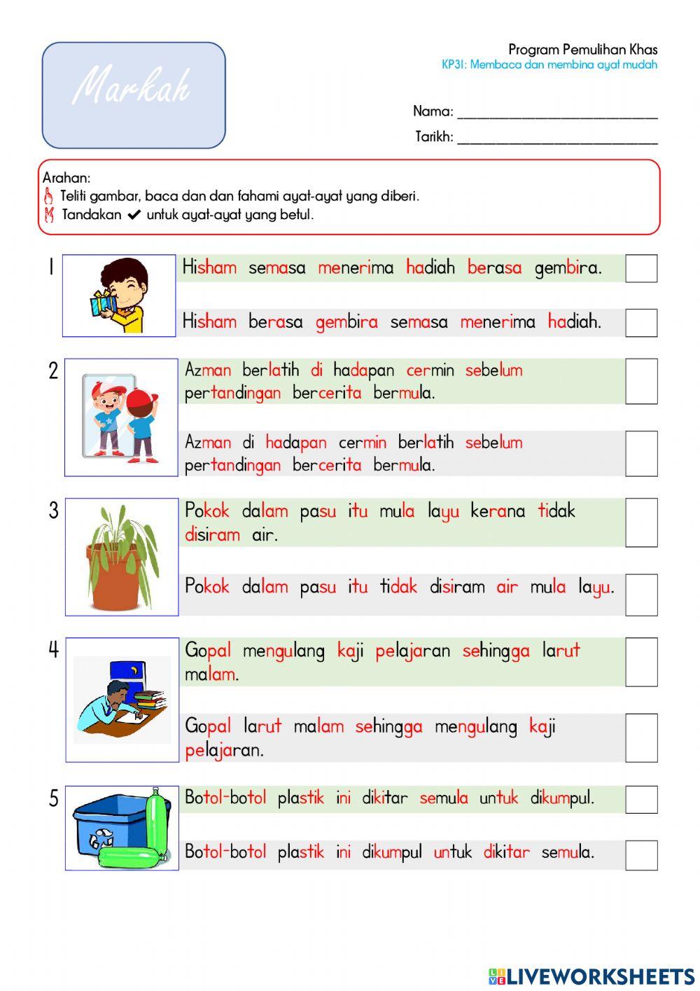 Membaca dan membina ayat mudah