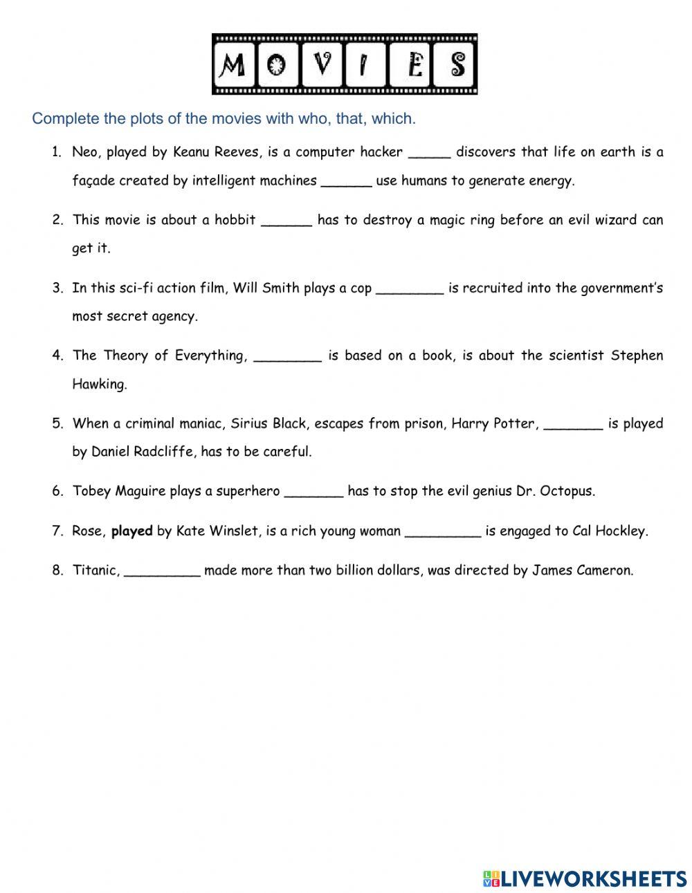 Relative pronouns movies