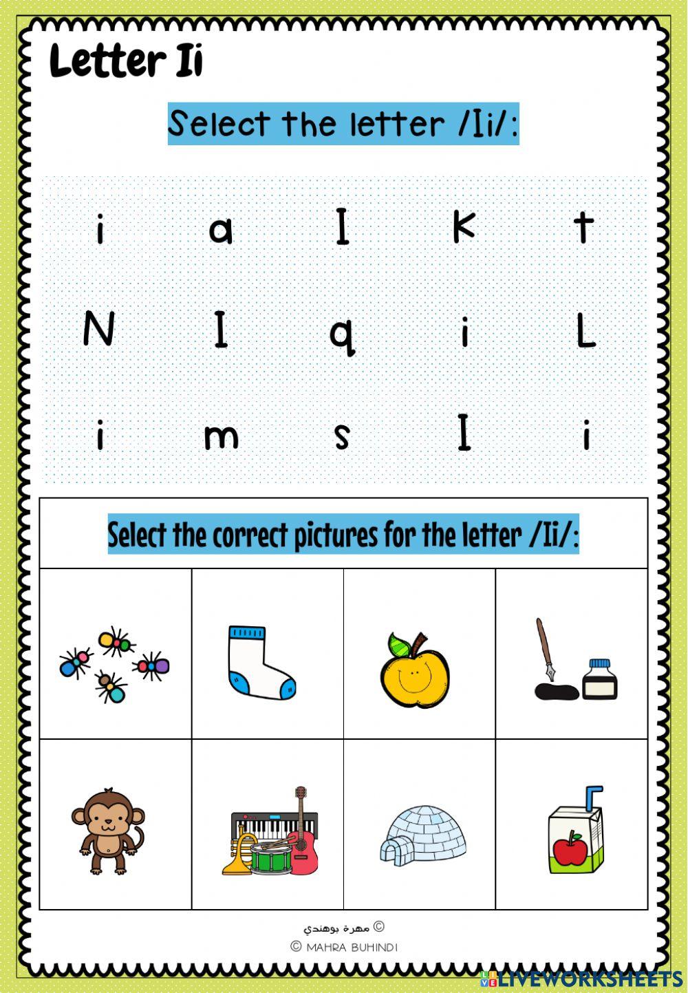 Letter Ii interactive exercise for Kindergarten Live Worksheets