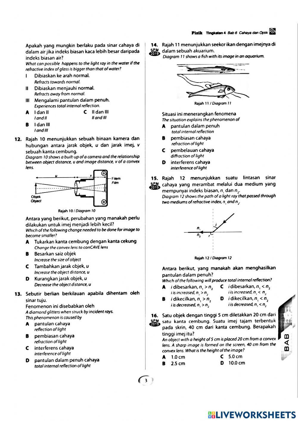 Cahaya dan Optik Fizik Tingkatan 4