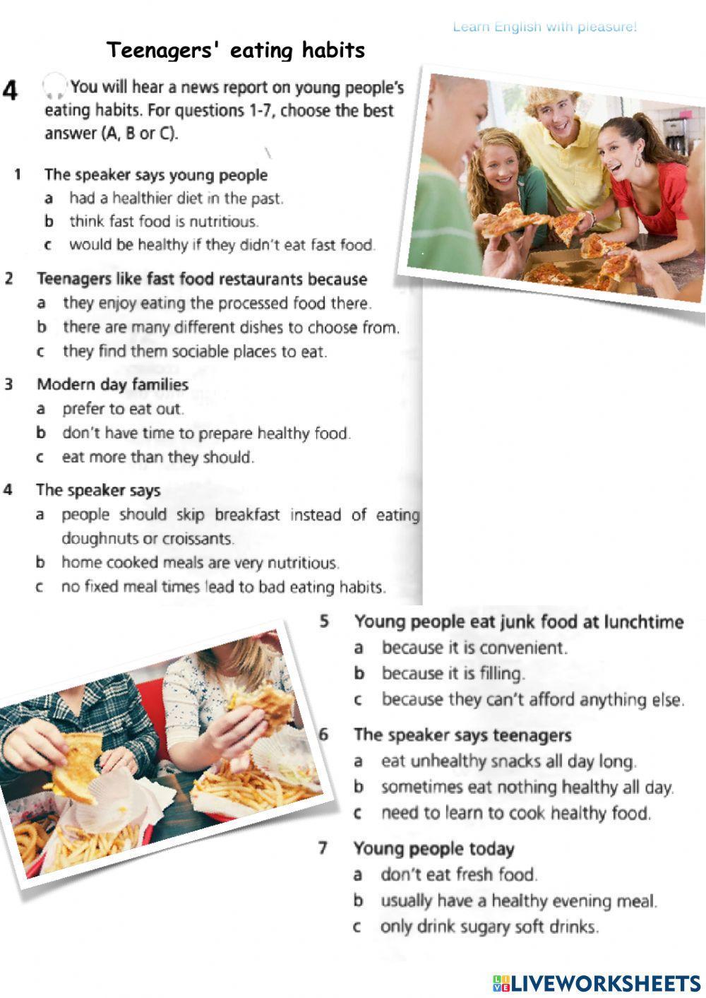 Teenagers' eating habits Teenagers' eating habits