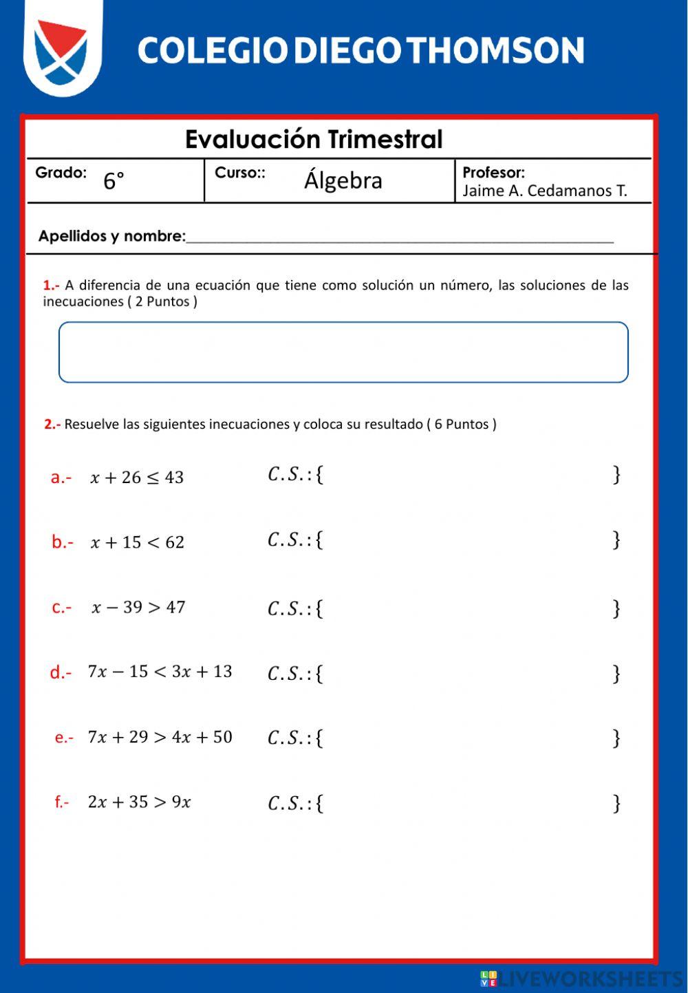 6X - Examen noviembre