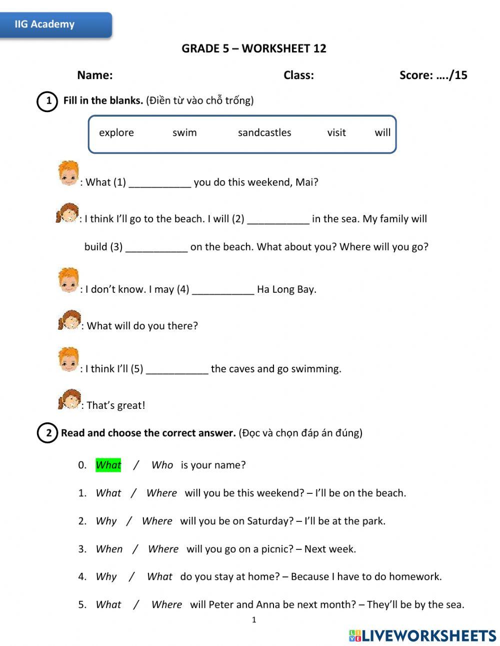 IIG-Grade 5-Worksheet 12
