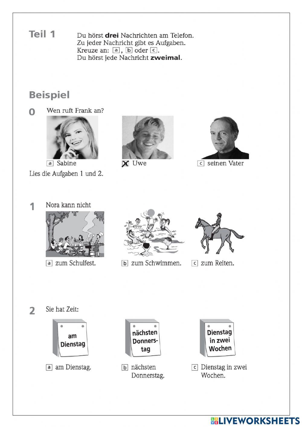 Probeprüfung Fit in Deutsch 1