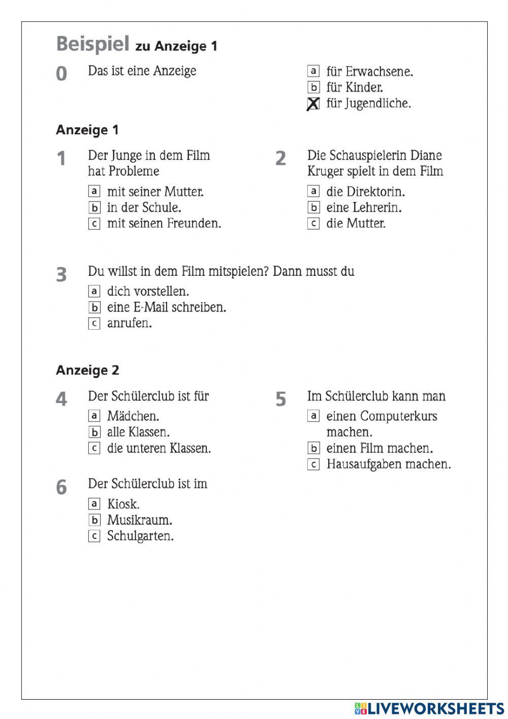 Probeprüfung Fit in Deutsch 1