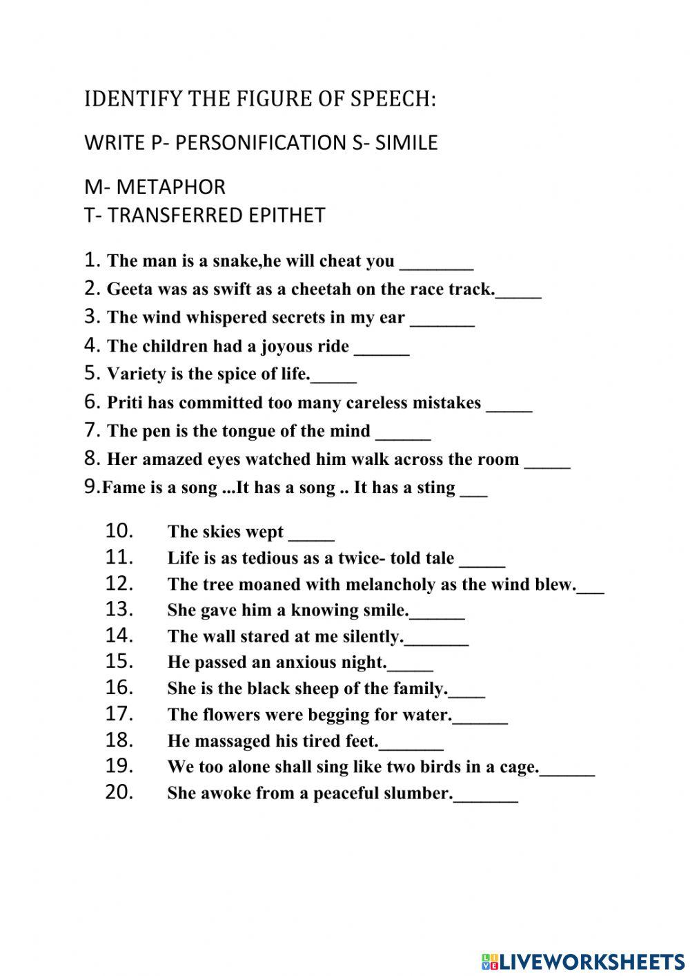 essay questions on figures of speech