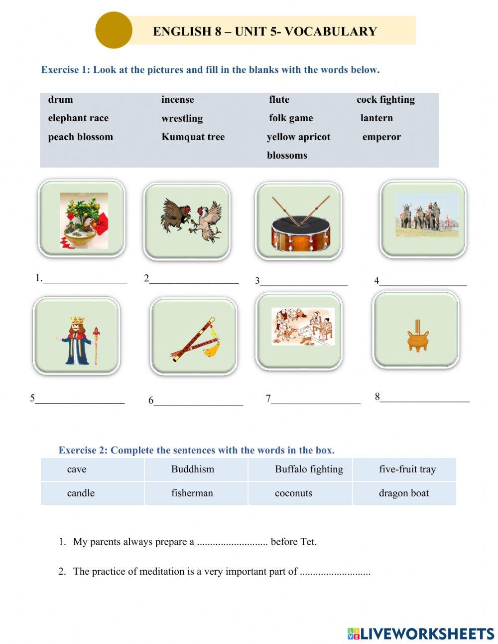 English 8- vocbulary