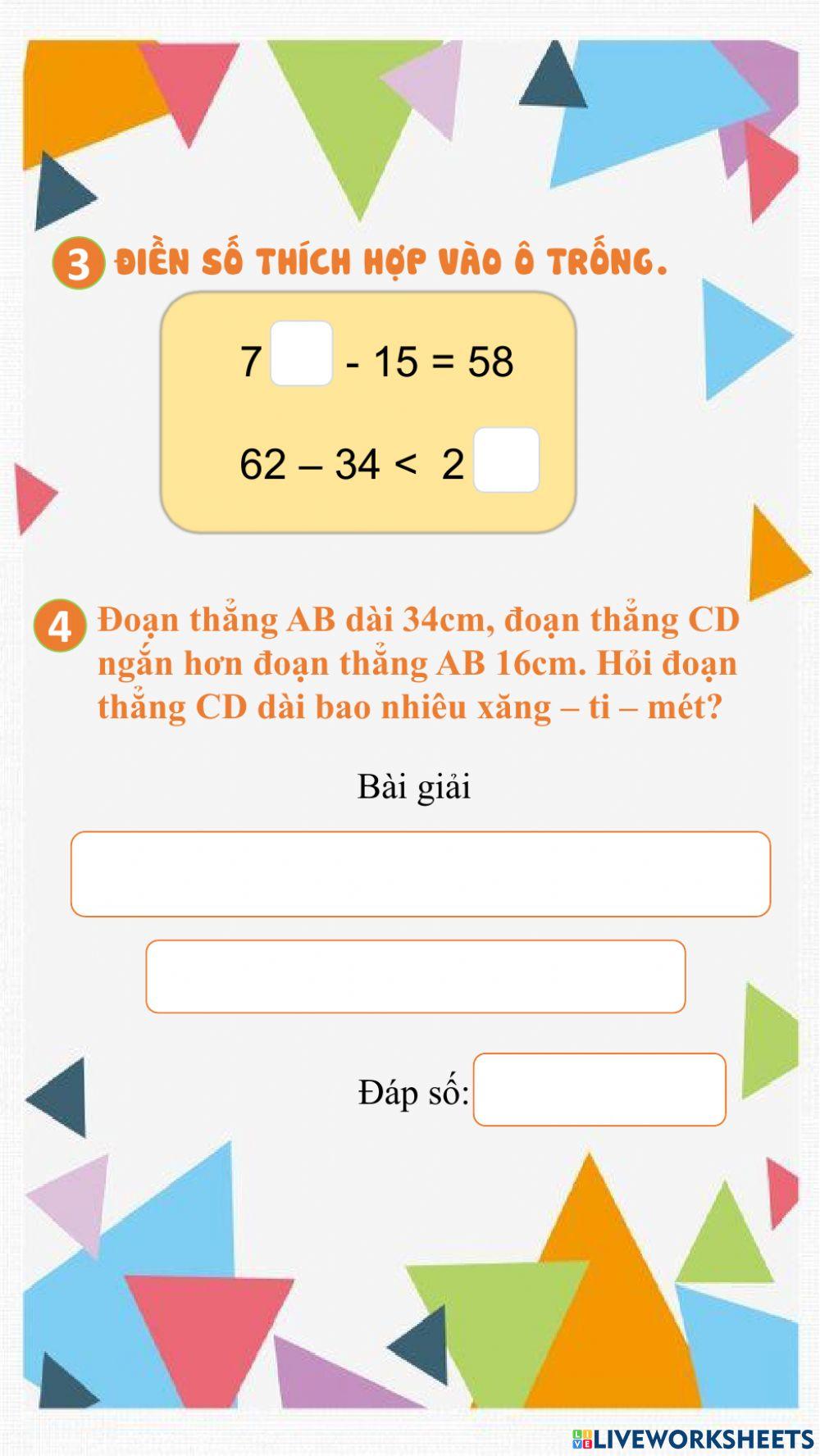 Phiếu Toán cuối tuần 14