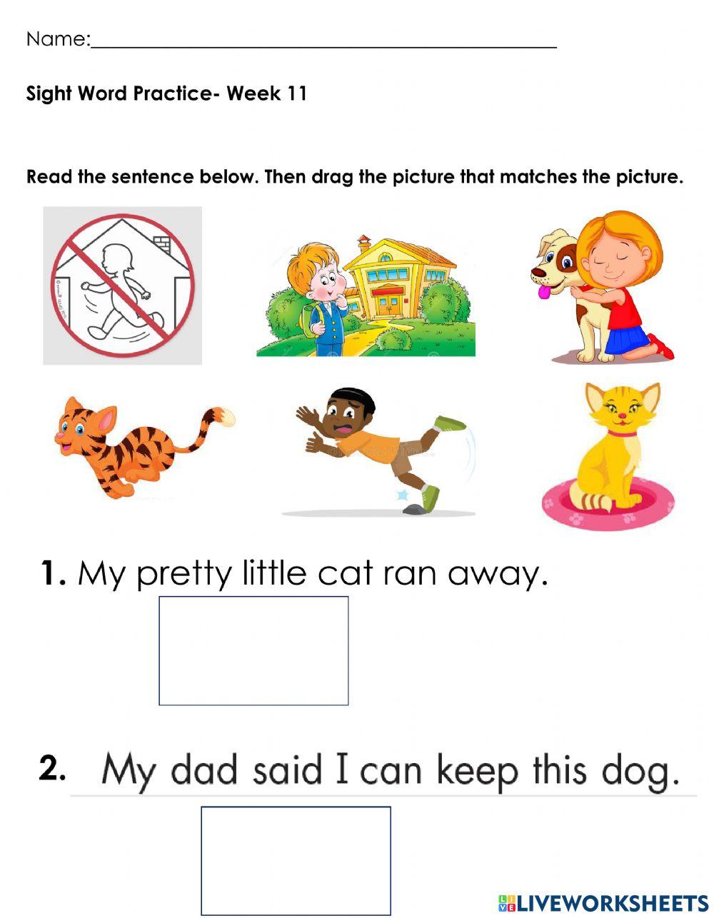 Sight Word Week 11 - Picture Match