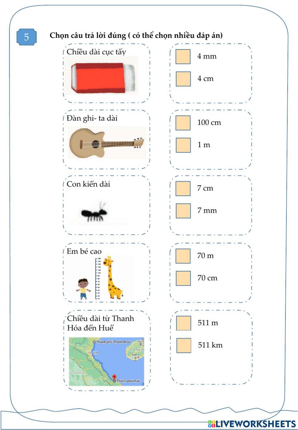 Ôn tập bảng đơn vị đo độ dài